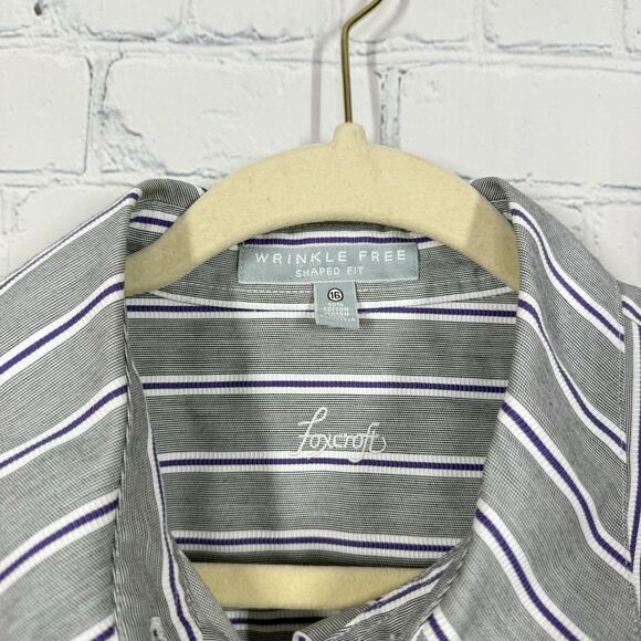 Foxcroft Shirt Womens Size 16 Wrinkle Free Long Sleeve Abstract Travel Friendly - Picture 3 of 11